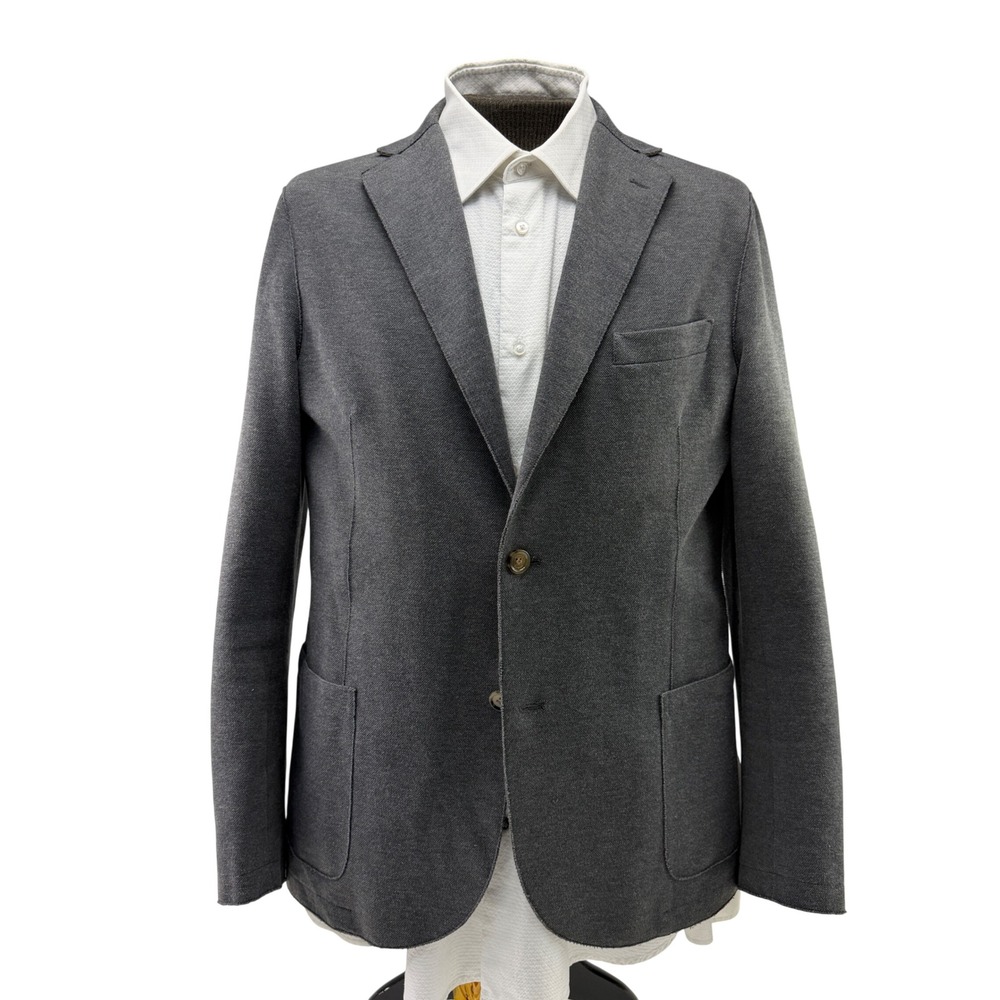 Eleventy Platinum Gray Unstructured Blazer Mens 42R IT 54 Cotton Knit Italy